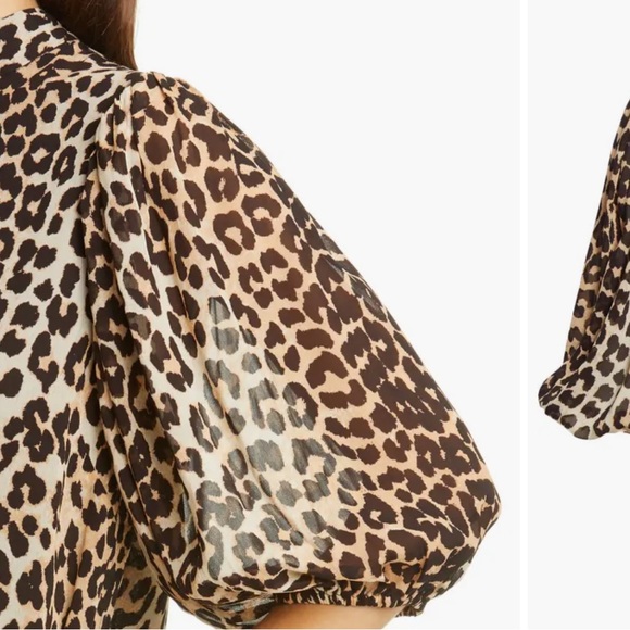 GANNI Georgette short sleeve leopard tunic /dress - Picture 7 of 8